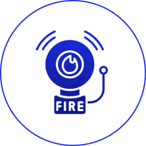 Fire alarm icon with ringing symbol.