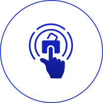 Finger pressing digital lock icon.
