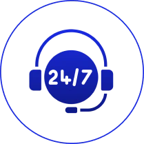 24/7 customer support headset icon.